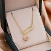Collar de Acero de Titanio con Colgante Micro-Incrustado de Estilo Elegante y Lujoso de Venta Caliente en el Comercio Exterior Que No Se Desvanece, Cadena de Clavícula para Mujer con Diamantes Completos Moderna y Versátil