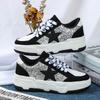 Zapatos casuales de moda para mujer con suela gruesa y lentejuelas, zapatillas versátiles para pareja, zapatos escolares cómodos con cordones para estudiantes