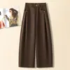Calça de Perna Larga Curva da Moda para Mulheres, Outono 2026, Cintura Alta, Solta, Emagrecimento, Caimento Casual
