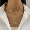 Joia Transfronteiriça Europeia e Americana Colar Multicamadas Exagerado Retro Liga de Metal Esculpida com Corrosão Joia de Pescoço Moda Colar de Metal para Mulheres