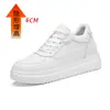 Aumento de Altura Invisível de 8cm, Novo Estilo Outono Moda Masculina Casual Tênis de Cano Baixo de Couro com Solado Grosso e Aumento Interno de Altura, Bico Redondo