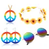 Festa de Carnaval de Halloween Cosplay Europeu e Americano Hippie Pingente da Paz Conjunto Brincos Colar Coloridos com Pingente da Paz