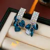 Pendientes de Borla Cuadrados con Corazón de Diamante Incrustado de Aguja de Plata, de Moda, Elegantes, Versátiles, Elegantes, Lujo Ligero, Pendientes Exquisitos