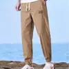 Calça Casual Versátil de Verão Elástica Reta Fina Solta Secagem Rápida Tendência Refrescante Calça Esportiva Longa Masculina de Seda de Gelo