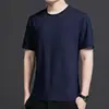 Camiseta de manga corta para hombre de seda de hielo secado rápido verano para hombre top alta elasticidad color liso holgada talla grande deportiva
