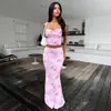 Verano 2026 Nuevo Estilo Europeo y Americano Moda Transfronteriza Estampado Sexy Chica Caliente Espalda Descubierta Body Ajustado Conjunto de Dos Piezas