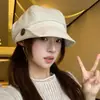 Gorra octagonal de estilo japonés con borde enrollado y botones para mujer, boina de alta costura, artística y versátil, hace que la cara se vea más pequeña, gorra de repartidor