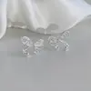 Brincos Estilo Coreano Pequenos Estrela com Laço Perfumado para Mulheres, Luxo Acessível, Brincos de Zircônia com Pino de Prata de Alta Qualidade, Brincos Exquisitos para Outono e Inverno
