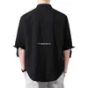 Camisa de Verano de Alta Gama para Hombre Estilo Chino Versátil Color Sólido Delgada de Manga Corta Camisa Versátil con Elegante Manga Media
