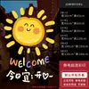 Adesivos de Desenho Rosto Sorridente com Flores para Lojas de Chá com Leite, Adesivos Anti-Colisão para Portas de Jardim de Infância, Adesivos Decorativos, Adesivos Eletrostáticos para Vidro