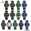 Reloj Multifuncional para Hombre ORSGA Green Water Ghost Resistente al Agua Tres Agujas Seis Ojos Calendario Clásico Lujo Ligero Cuarzo para Hombre