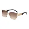 Gafas de Sol sin Marco para Mujer, Montura Cuadrada Grande de Gama Alta, Estilo Coreano de Moda para Rostro Redondo, Gafas de Sol Anti-UV para Viajes a la Costa