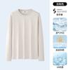 Camiseta Solona de Manga Larga para Hombre 260g Casual Elegante Cuello Redondo Camisa Básica Elegante Ropa Interior de Primavera y Otoño para Hombres Jóvenes