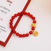 Nueva pulsera de ágata roja natural de estilo étnico chino para mujer, pulsera de jade Hetian graso Fu Yuanbao con cara sonriente de Buda, joyería al por mayor