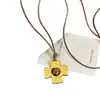 Colar Pingente Cruz de Pedra Olho de Tigre em Formato de Coração para Mulheres, Corrente Longa de Suéter de Nicho de Alto Padrão, Acessório de Gola Alta para Outono e Inverno