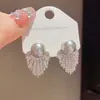 Pendientes de perla y diamantes con diseño vintage francés para mujer, de alta gama, exagerados, ligeros y elegantes, de plata.