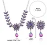 Conjunto Transfronterizo Estilo Europeo y Americano Nueva Joyería de Moda Zircón Morado Collar Pendientes Flor de Ciruelo Elegante Cadena para Clavícula para Mujeres