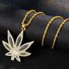 Europa e Estados Unidos personalidade transfronteiriça não convencional hip-hop rock metal maple leaf diamante longo torção camisola corrente pingente colar