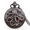 Reloj de bolsillo antiguo de cuarzo con forma de pulpo hueco, estilo steampunk, color negro, con cadena y collar, regalo para niños.