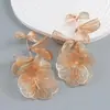 Aretes Europeos y Americanos Exagerados de Diamantes Huecos con Borla de Flor y Hoja Aretes Elegantes de Moda Aretes Lujosos Ligeros Nuevos Distintivos