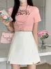 Falda corta irregular de línea A para mujer, nueva colección verano 2024, de cintura alta, adelgazante, blanca, con un diseño único