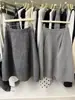 Falda de Lana Gris Coreana con Forma de Capullo para Mujer en Otoño e Invierno, Pequeña de Cintura Alta Ajustada de Longitud Media Plisada Estilo Paraguas