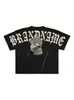 Punk Europeu e Americano Edição Grande Impresso T-Shirt Y2K Estilo Hip Hop Masculino T-Shirt Mascarado Menina Gótico Manga Curta Top