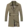 Nuevo Gabardina para Hombre Primavera y Otoño, Longitud Media, Cuello de Solapa, Cintura con Cinturón, Estilo Coreano Ajustado Chaqueta Gabardina para Jóvenes