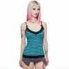 INS Transfronterizo Estilo Nuevo Primavera/Verano Ribete de Encaje Corte Ajustado Dulce Fresco Estampado de Rayas Cuadros Camiseta sin Mangas Cuello en V Venta al por Mayor
