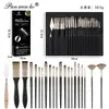 Set de Pinceles de Lienzo de Gama Alta Transfronterizo, Serie Completa de 24 Piezas de Pinceles para Lienzo, Pinceles de Pintura de Madera y Nylon, Pinceles de Pintura