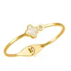Pulsera de Trébol de Cuatro Hojas Hierba de la Suerte Versión Alta Nicho Versátil Acero de Titanio Pulsera para Mujer Sin Decoloración Transfronteriza Simple