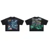 Camiseta Rara de Paz Marca de Moda Callejera Americana Talla Grande Oversize Camiseta de Manga Corta con Pedrería Verano