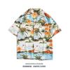 Camisa floral vintage de cuello cubano para hombre y mujer, holgada, estilo Hong Kong, hawaiana para parejas, playa, manga corta