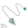 Colgante de Péndulo de Cristal Natural Transfronterizo, Columna Hexagonal Tallada en Piedra Natural, Accesorio de Yoga, Péndulo de Amatista de Frecuencia Ajustable