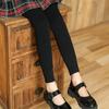 Leggings de Invierno para Niñas con Forro Polar Super Gruesos Cationicos Cintura en V Rayas Verticales Pantalones de Cachemira Ajustados Elásticos Cálidos
