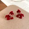 Brincos Pingente Cavalo do Ano Zodiacal Banhados a Ouro Real 18K, Novos Brincos de Pino Versáteis Estilo Chinês Retrô, Brincos Elegantes de Luxo Leve