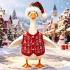 Disfraz de ganso para porche de Navidad de peluche ganso blanco grande chaleco navideño de punto muñeco ambiente festivo suéter para disfrazar
