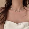Yuan You Collar de Cadena Clavicular de Plata Esterlina S925 con Perlas Barrocas de Agua Dulce de Doble Capa Torcidas, Estilo Corto