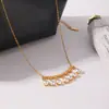 Collar de Acero de Titanio y Oro de 18 Quilates de Estilo Europeo y Americano Moderno con un Toque de Lujo, Colgante de Zirconia en Forma de Gota de Agua, Joyería de Acero Inoxidable para Comercio Transfronterizo
