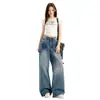 Jeans de Moda 2025 para Mujer con Remaches de Pierna Ancha, Cintura Alta, Sueltos, Americanos Retro Rectos
