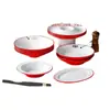 Plato Lateral para Hot Pot Comercial Plato para Barbacoa de Plástico Plato para Barbacoa Imitación Porcelana Vajilla de Melamina Plato Rojo y Blanco