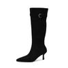 Botas Altas de Aguja de Punta Versátiles de Moda para Mujer Nuevas Botas Altas Elegantes Slim de Gamuza Botas de Moda Elásticas de Tacón Alto