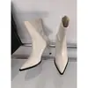 Botines de tacón alto para mujer 2025 Otoño/Invierno Nuevo Estilo coreano Versátiles Punta fina Botas ajustadas Botines marrones Retro francés