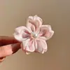 Broche Florido Delicado Estilo Girly Coreano Grampo de Cabelo Cetim Flor de Cerejeira Doce Presilha de Cabelo Acessório de Cabelo de Uso Duplo