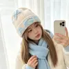 Chapéu de tricô de lã doce estilo coreano para mulheres, novo gorro para caminhada ao ar livre outono e inverno, chapéu para clima frio que afina o rosto