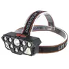 Linterna frontal LED de alto brillo, luz exterior ultra brillante de largo alcance para pesca, linterna frontal con sensor USB recargable multi-núcleo ajustable para camping