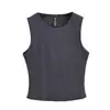 Chaleco Deportivo Básico de Color Sólido Estilo Europeo y Americano Ajustado para Correr Ropa de Fitness Adelgazante Top de Cintura Alta Camiseta Básica de Cuello Redondo