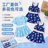 Traje de baño de una pieza para niña con estampado, sin mangas, con volantes, popular, anti-exposición, secado rápido, suministro del fabricante