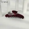 Wjia Clipe de Tubarão Acrílico Padrão Pedra Retrô Francês Meio Rabo Presilha para Parte de Trás da Cabeça Presilha de Cabelo Preguiçosa Elegante Pegador de Cabelo Feminino