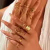 Moda Europeia e Americana Anel Exagerado de Aço Inoxidável para Mulheres Ouro 18K Simples Estilo Ins Anel de Design de Ponta Joias Atacado